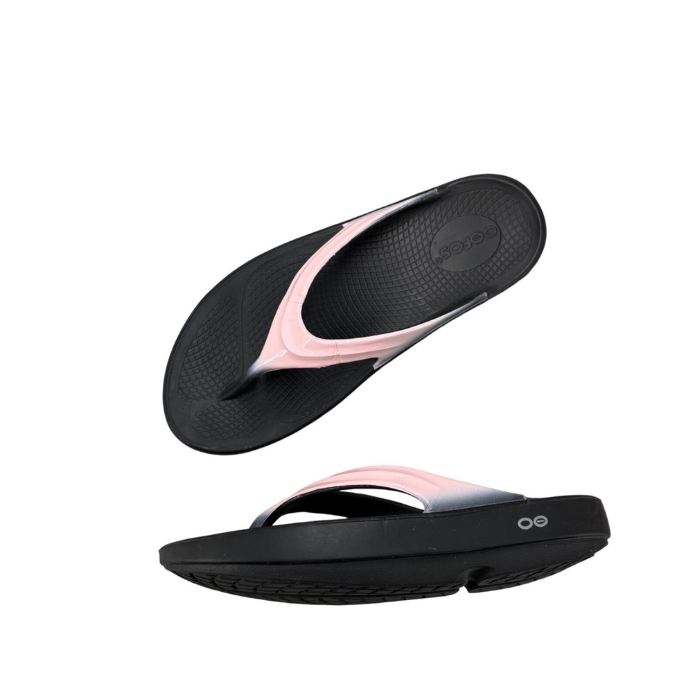 OOFOS OOlala Black Pink Ombre Recovery Flip Flop Sandals Womens Size 9 EU 40